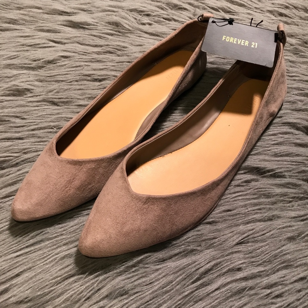 Faux Suede Pointed Toe Flats
